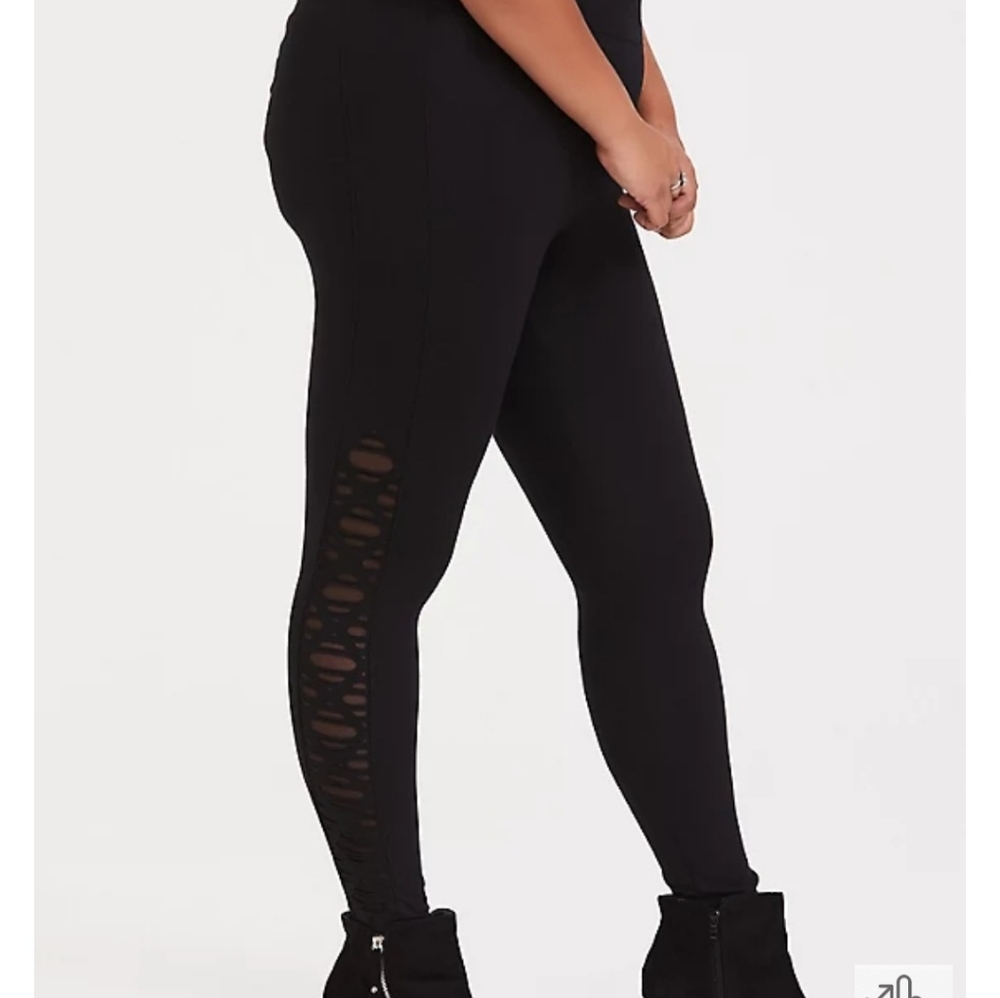 PREMIUM LEGGING - SLASHED MESH UNDERLAY BLACK SIZE 3